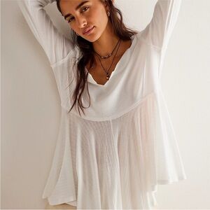 Free People Ivory Clover Babydoll Top